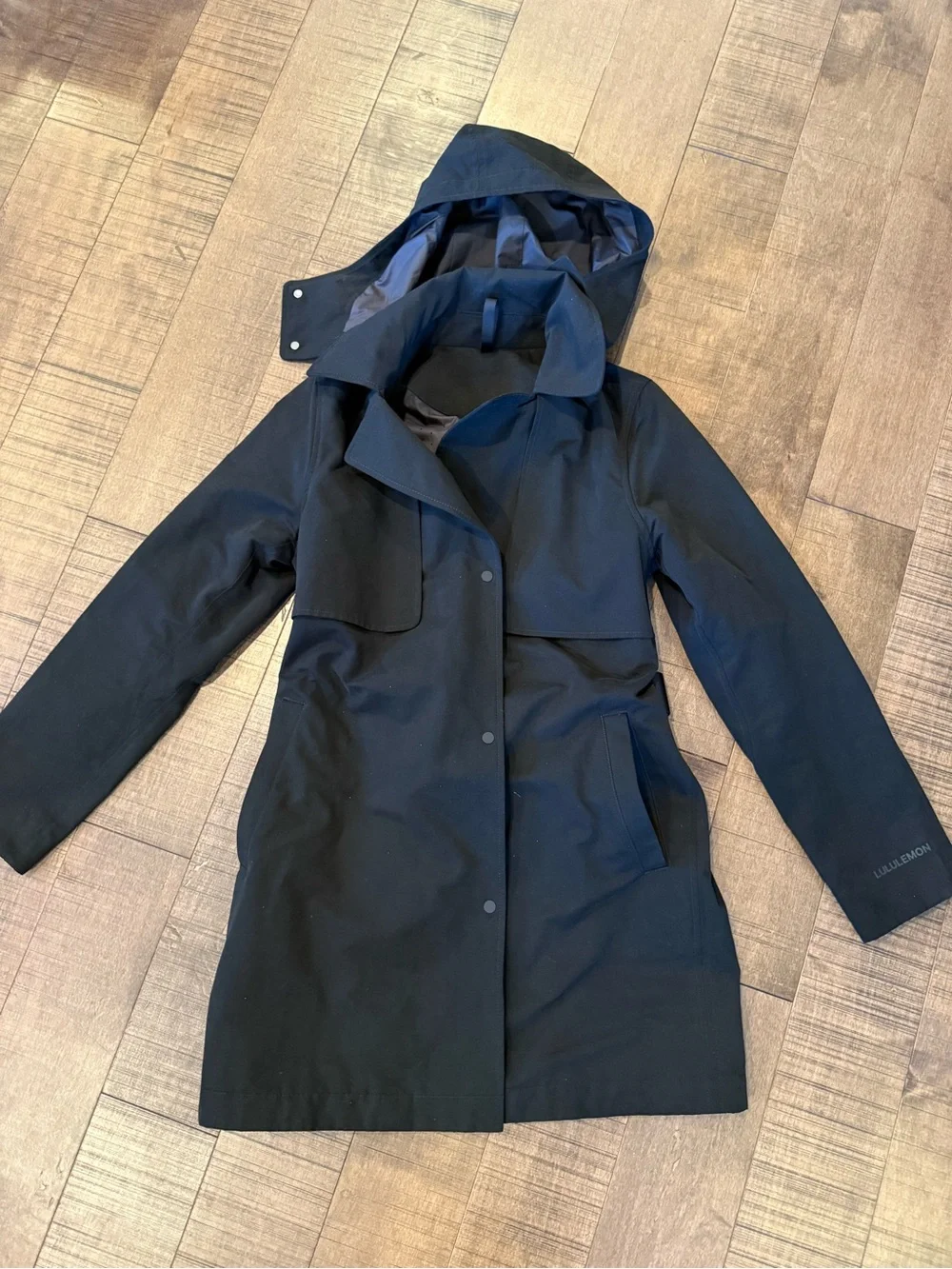 lululemon Black Hooded Trench Coat 6